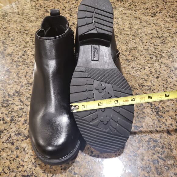 Bacia Black Ankle Boots – Size 8, Block Heel Zip Closure Minimalist Grunge Style - Picture 8 of 11